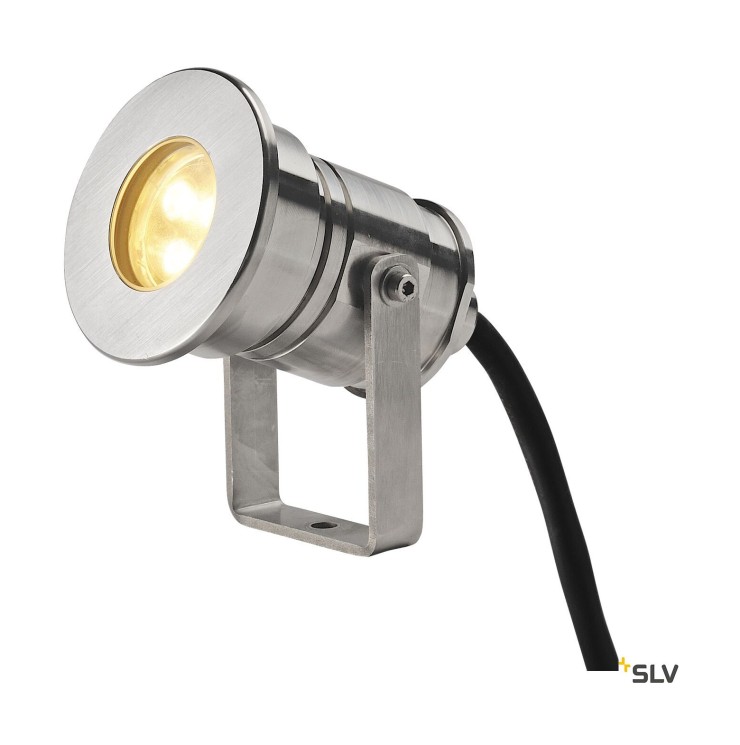 DASAR MINI 37, уличный встраиваемый светильник, LED, 3000K, IP67, круглый, матовая нержавеющая сталь, 12-24В, 2Вт (SLV_233570)