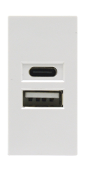USB зарядное устройство, 2.1A, Type A + C, 1 мод., бел. (22.5х45мм)