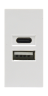 USB зарядное устройство, 2.1A, Type A + C, 1 мод., бел. (22.5х45мм) (DUSB2100WCF)