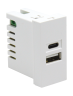 USB зарядное устройство, 2.1A, Type A + C, 1 мод., бел. (22.5х45мм) (DUSB2100WCF)