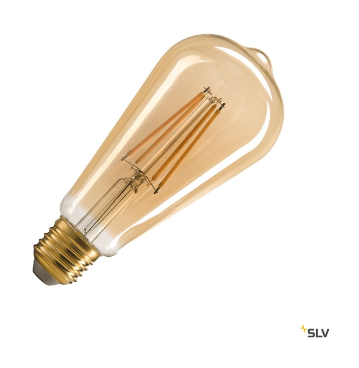 ST64 E27 SLV светодиодный источник света, золотистый, 7,5 Вт, 2500К, CRI90, 320° (SLV_1005265)